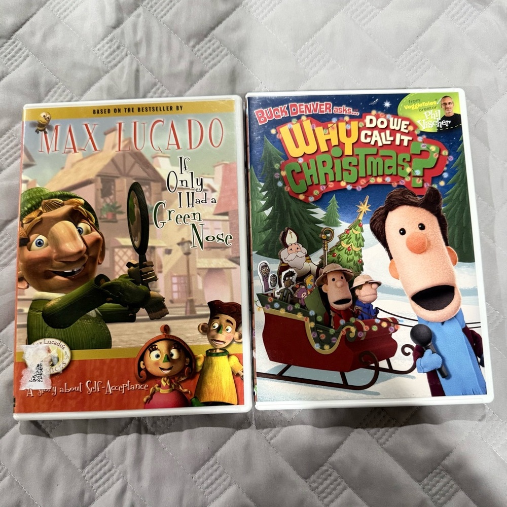 Christian Children’s DVD Lot of 2 Max‎ Lucado Green Nose & Buck Denver Christmas